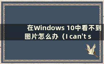 在Windows 10中看不到图片怎么办（I can't see photos in W10）